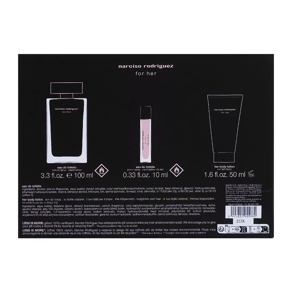 narciso rodriguez for her set eau de toilette 100ml + eau de toilette 10ml + body lotion, 50ml image3