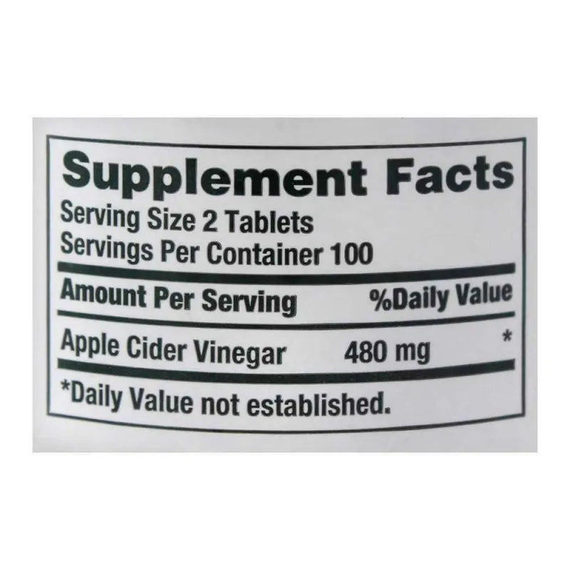 nature's bounty apple cider vinegar, 480mg, 200 tablets, vegetarian dietary supplement image3