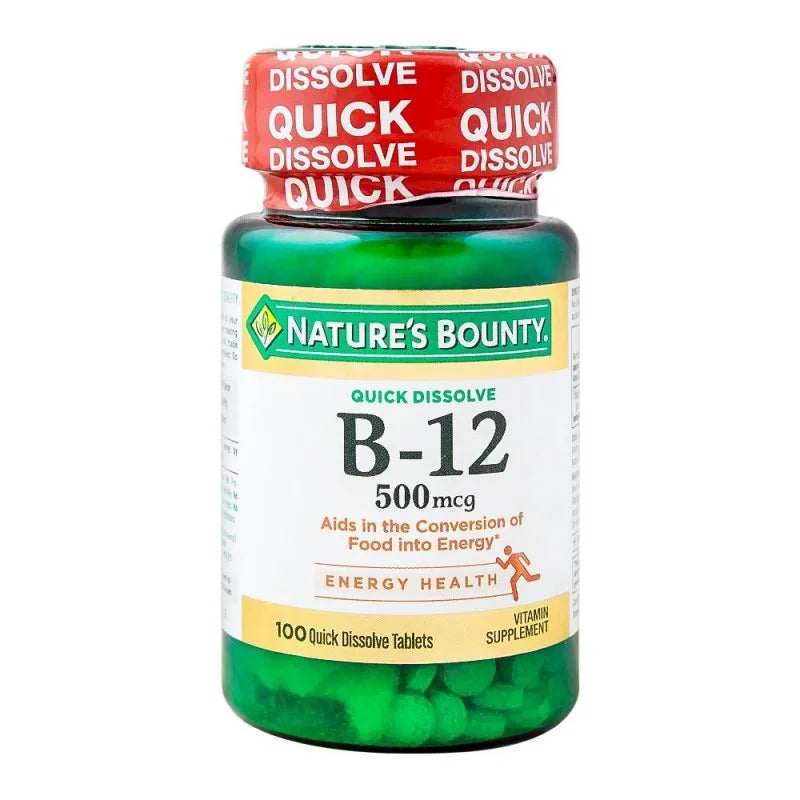 nature's bounty b 12, 500mg, 100 tablets, vitamin supplement main image