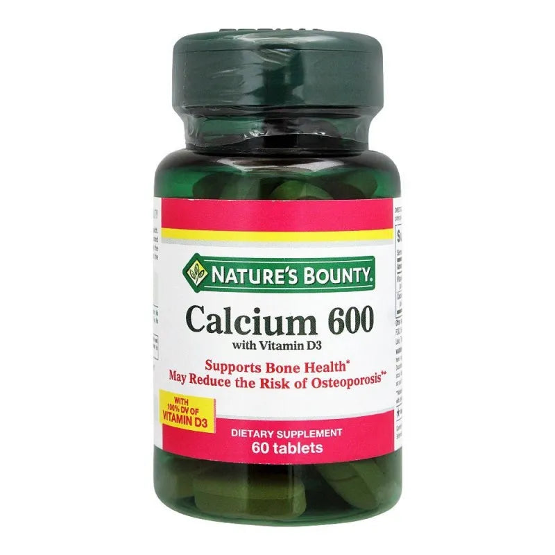 nature's bounty calcium 600 with vitamin d3, dietary supplement, 60 tablets main image