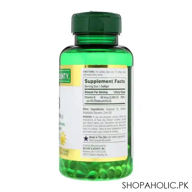 nature's bounty d3 2000iu, 150 softgels, vitamin supplement image2