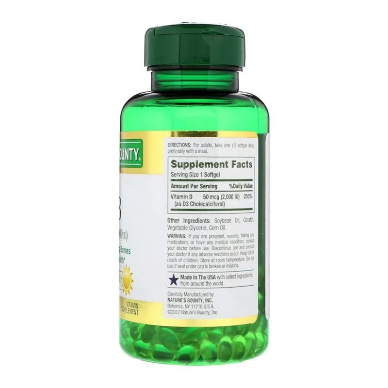 nature's bounty d3 2000iu, 150 softgels, vitamin supplement image2