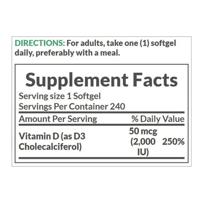 nature's bounty d3 2000iu, 150 softgels, vitamin supplement image3