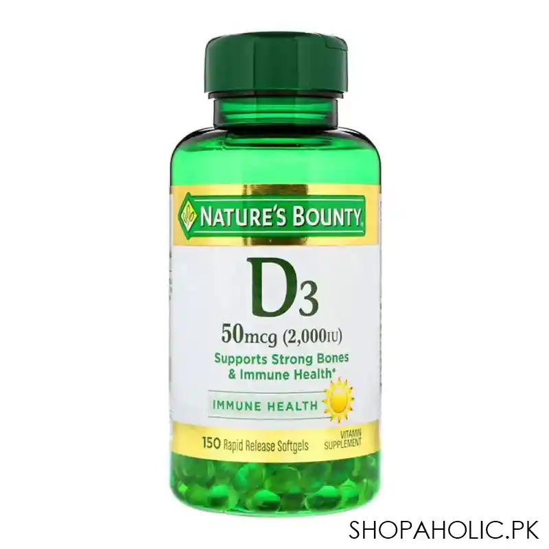 nature's bounty d3 2000iu, 150 softgels, vitamin supplement main image