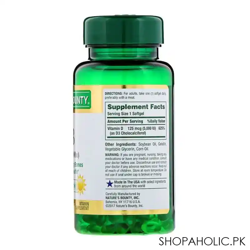 nature's bounty d3 5000iu, 150 softgels, vitamin supplement image2