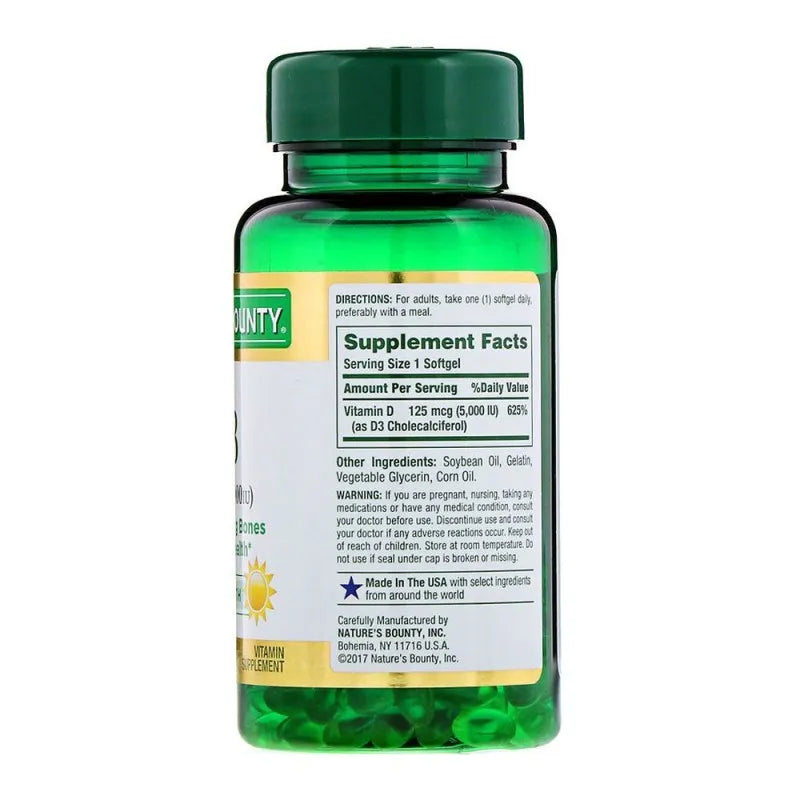 nature's bounty d3 5000iu, 150 softgels, vitamin supplement image2