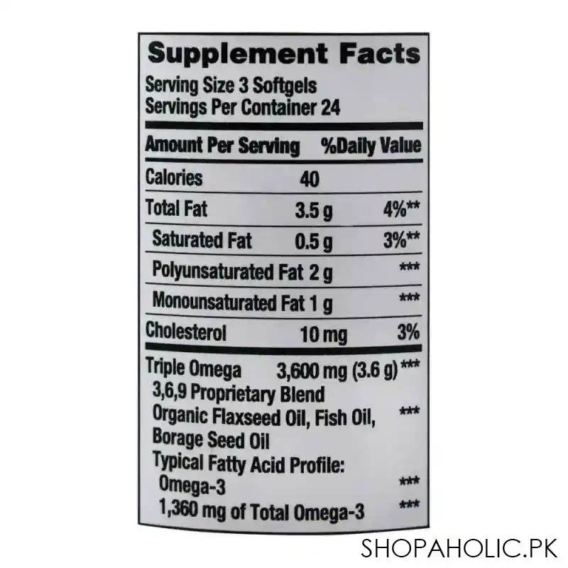 nature's bounty fish, flax & borage, 1200mg, 72 softgels, dietary supplement image3