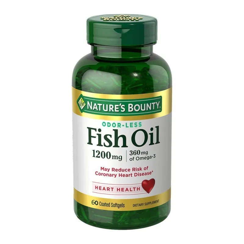 nature's bounty fish oil 1200mg, 60 coated tablets, dietary supplement main image