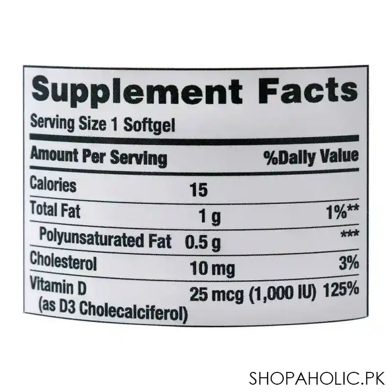 nature's bounty fish oil + d3, 1200mg + 1000iu, 90 softgels, dietary supplement image3