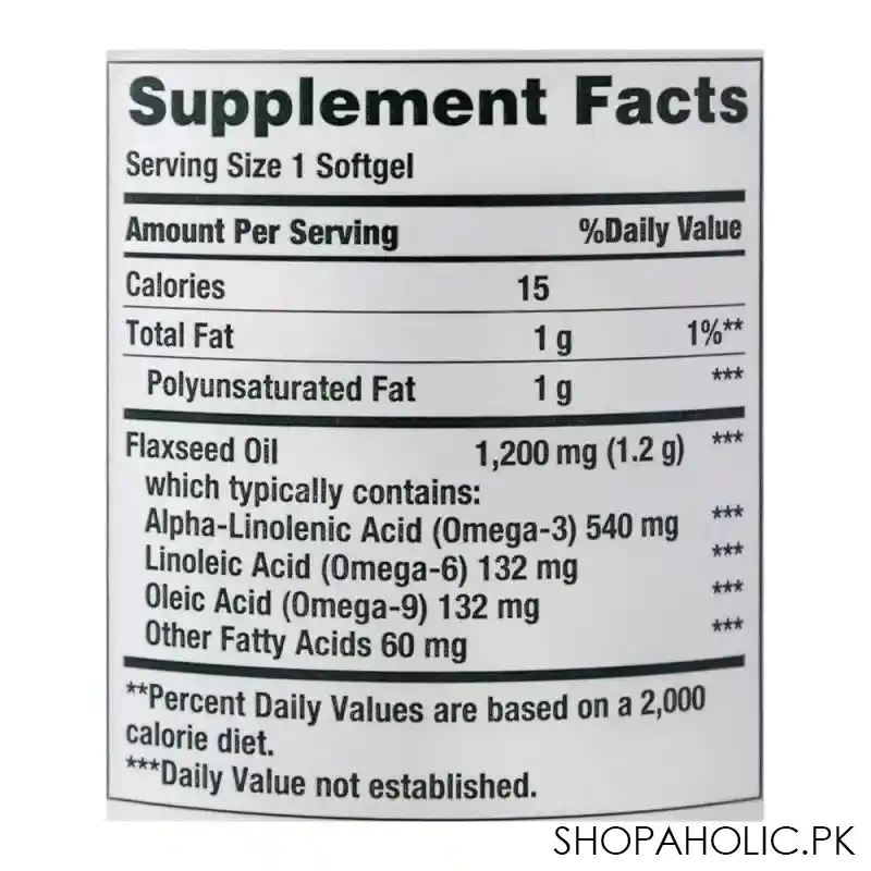 nature's bounty flaxseed oil, 1200mg, 125 softgels, dietary supplement image3