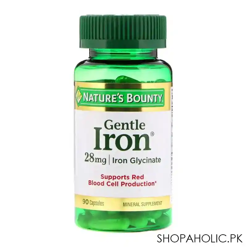 nature's bounty gentle iron, 28mg, 90 capsules, mineral supplement main image