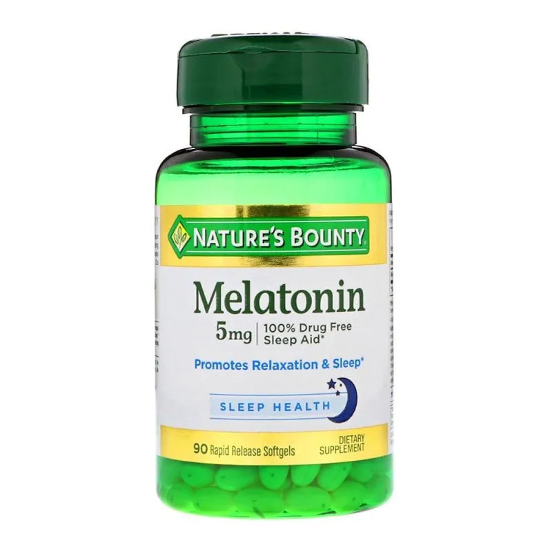 nature's bounty melatonin, 5mg, 90 softgels, dietary supplement main image