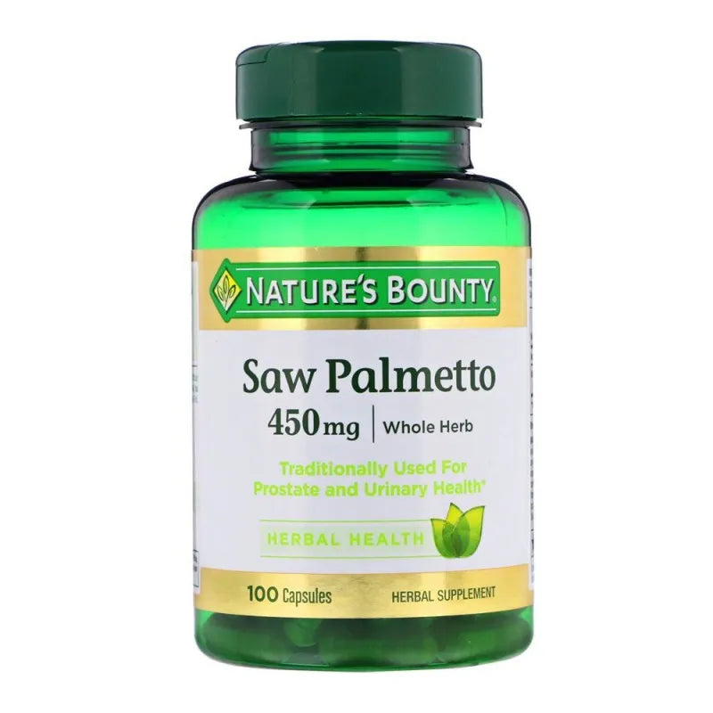 nature's bounty saw palmetto, 450mg, 100 capsules, herbal supplement main image