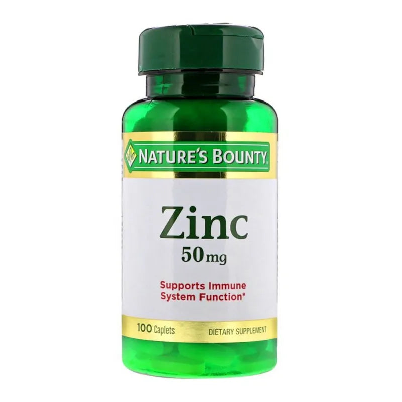 nature's bounty zinc 50mg, 100 caplets, dietary supplement main image