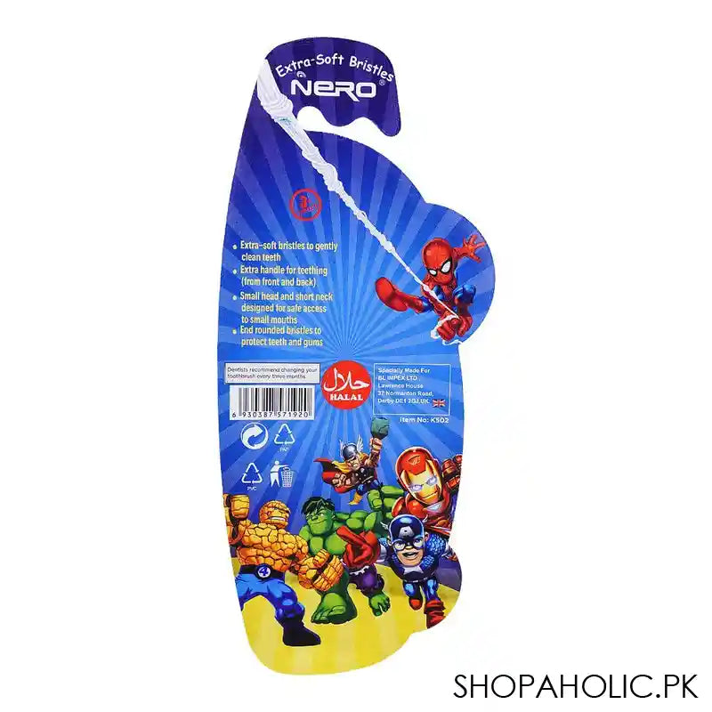 Nero Kids Spiderman Toothbrush With Free Gift, For 3+Years, K-502 - Image 2