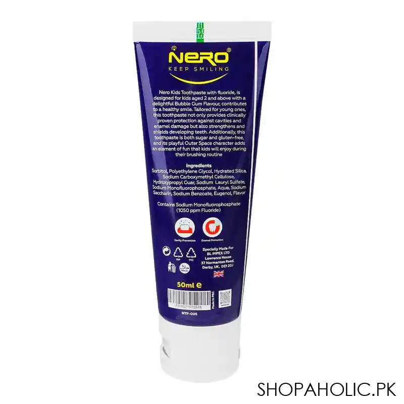 Nero Outer Space Bubble Gum Kids Toothpaste, 50ml - Image 2