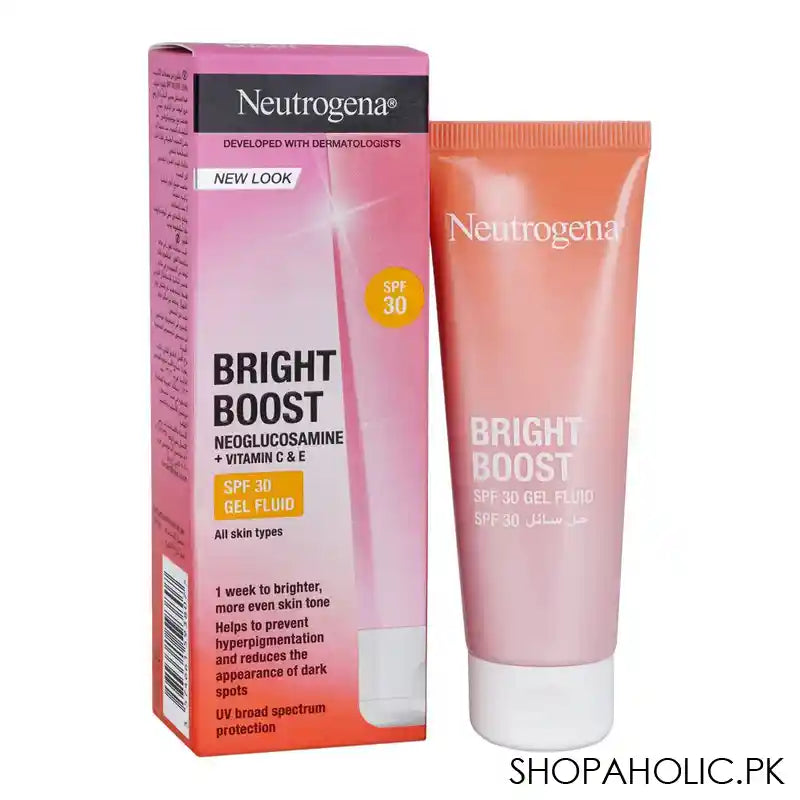 Neutrogena Bright Boost Gel Fluid SPF30 With Neoglucosamine +Vitamin C & E, Reduce Hyperpigmentation & Dark Spots, 50ml - Main Image