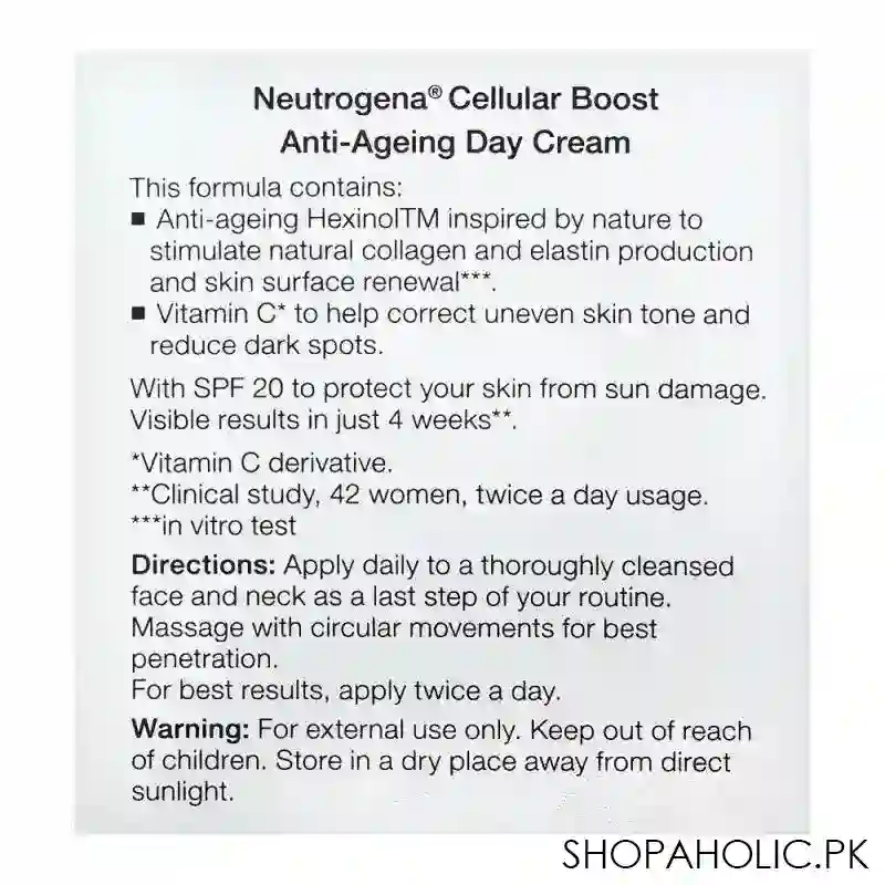 neutrogena cellular boost anti ageing day cream, spf 20, 50ml image2