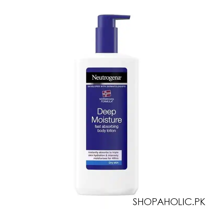 neutrogena deep moisture dry body lotion, fast absorbing body lotion for dry skin, 250ml main image