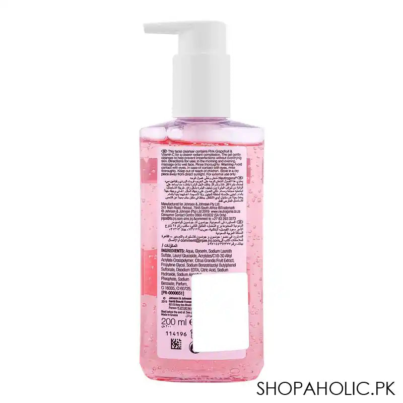 Neutrogena Fresh & Clear Pink Grapefruit Facial Wash, 200ml - Image 2