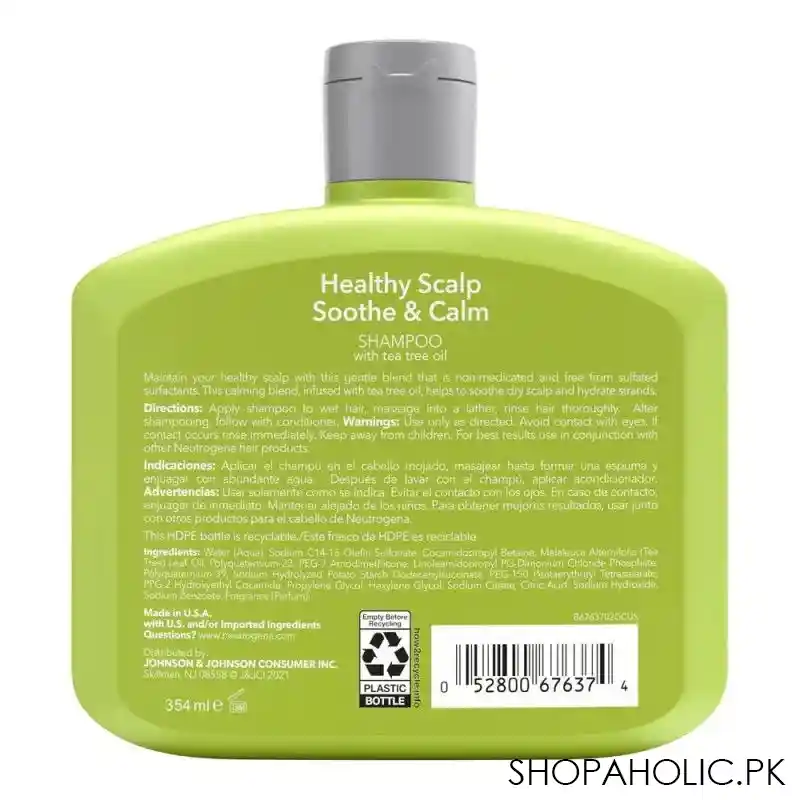 neutrogena healthy scalp soothe & calm tea tree oil shampoo, for dry scalp & hair, 354ml image2