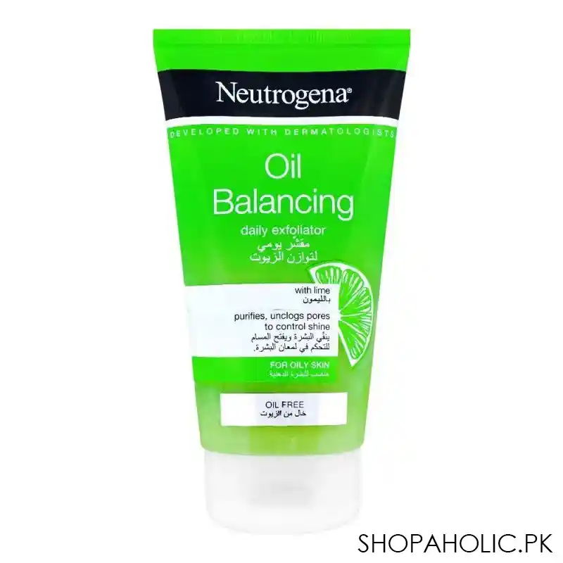 neutrogena oil balancing daily exfoliator with lime, for oily skin, 150ml image2