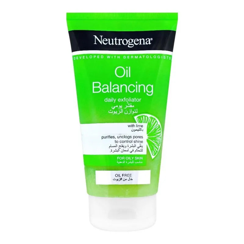 neutrogena oil balancing daily exfoliator with lime, for oily skin, 150ml image2