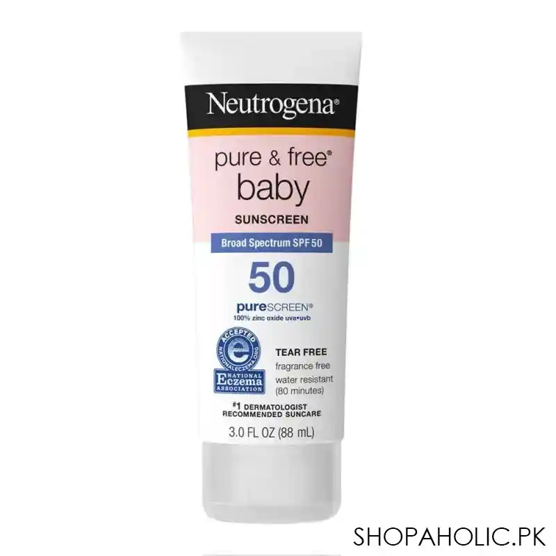 neutrogena pure & free baby sunscreen, spf 50, tear & fragrance free, 88ml main image