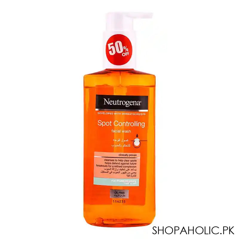 Neutrogena Spot Controlling Oil Free Facial Wash, 200ml - Main Image