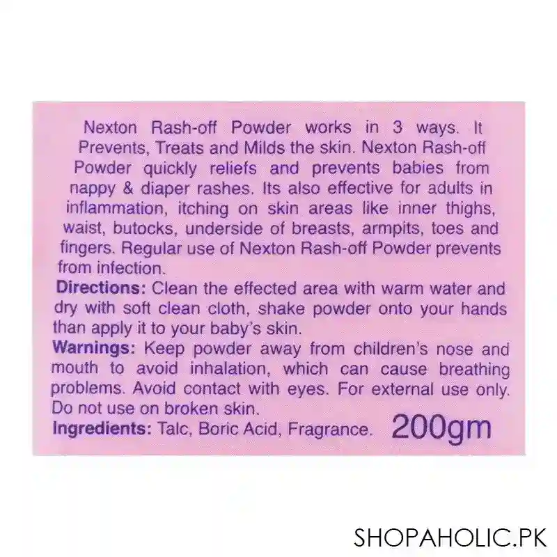 nexton rash off extra mild baby powder, 200g image3