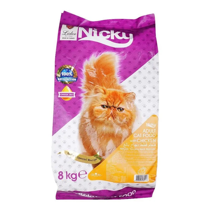 nicky chicken adult cat food, 8 kg image2