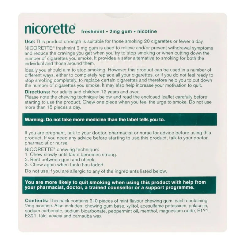 nicorette freshmint gum, 2g, 1 strip (15 tablets) image4