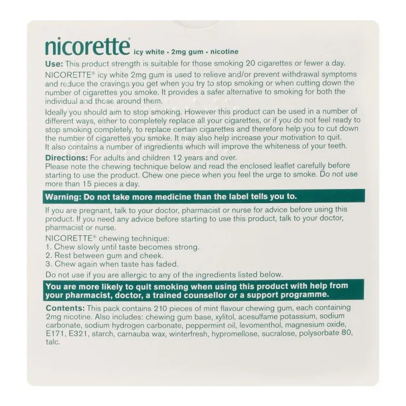 nicorette icy white gum, 2g, 1 strip (15 tablets) image4