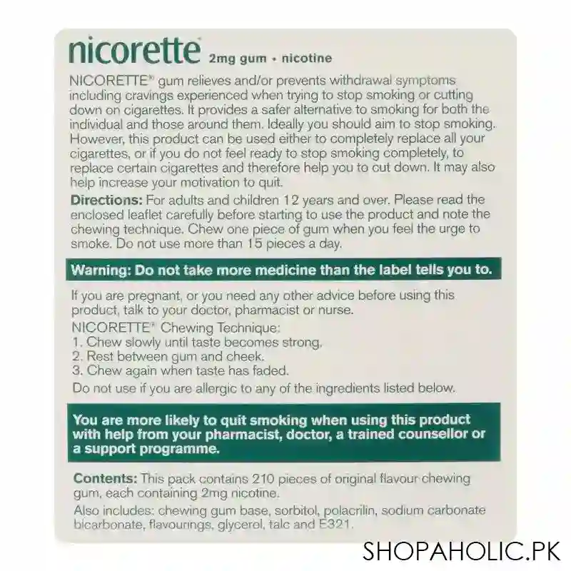 nicorette original flavour gum, 2g, 1 strip (15 tablets) image4