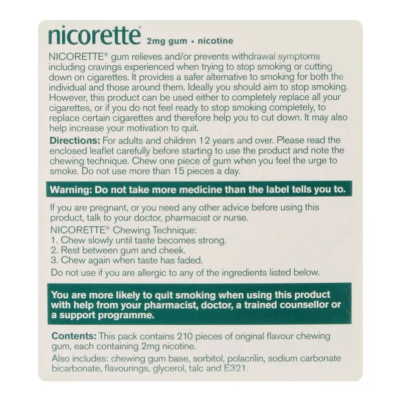 nicorette original flavour gum, 2g, 1 strip (15 tablets) image4