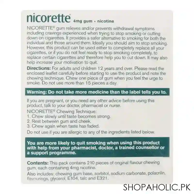 nicorette original flavour gum, 4g, 1 strip (15 tablets) image4