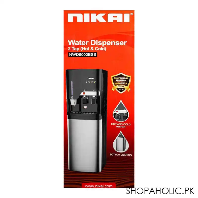 Nikai 2 Tap Hot & Cold Water Dispenser, NWD-5000BSS - Image 2