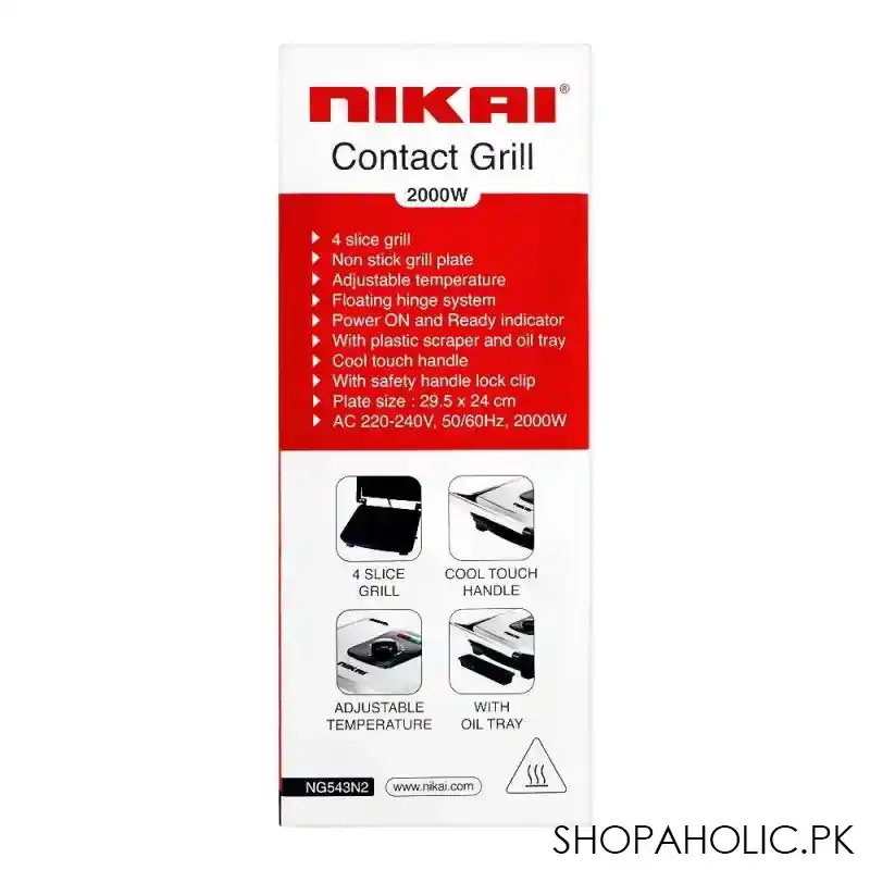 nikai 4 slice contact grill, 2000w, ng 543n2 image2