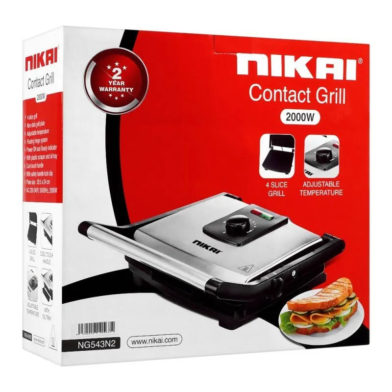 nikai 4 slice contact grill, 2000w, ng 543n2 main image