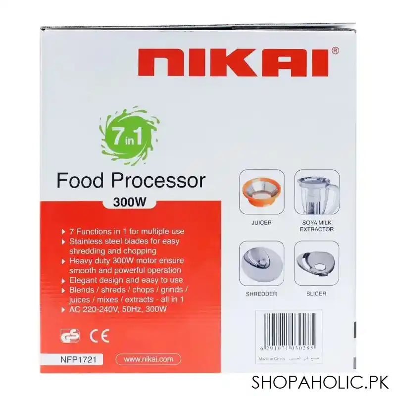 nikai 7 in 1 food processor, 300w, nfp1721 image3