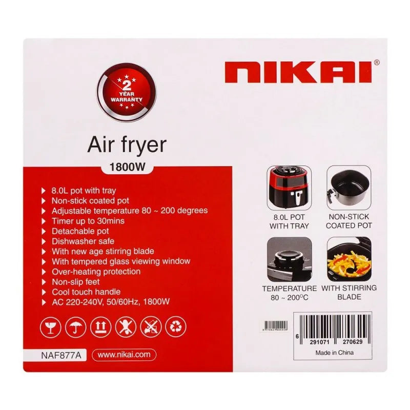 nikai air fryer, 8l, 1800w, naf 877a image3