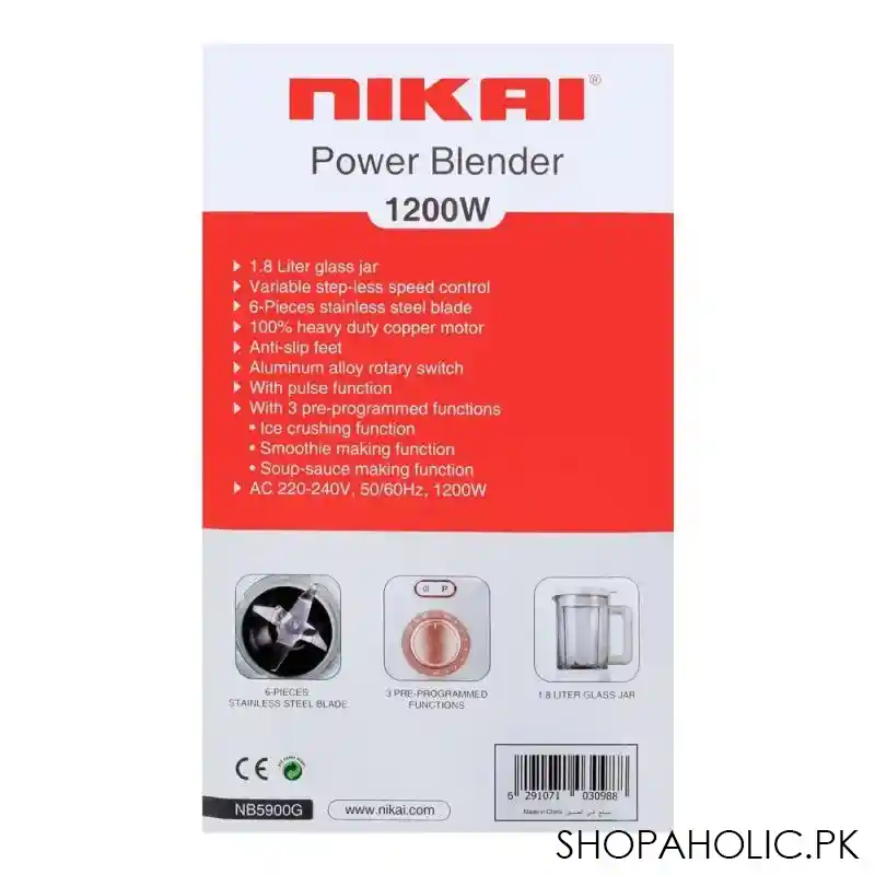 nikai power blender, 1.8 liters, 1200w, nb 5900g image5