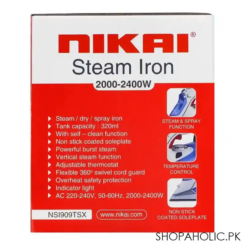 nikai steam iron, 2000 2400w, nsi 909ts image3