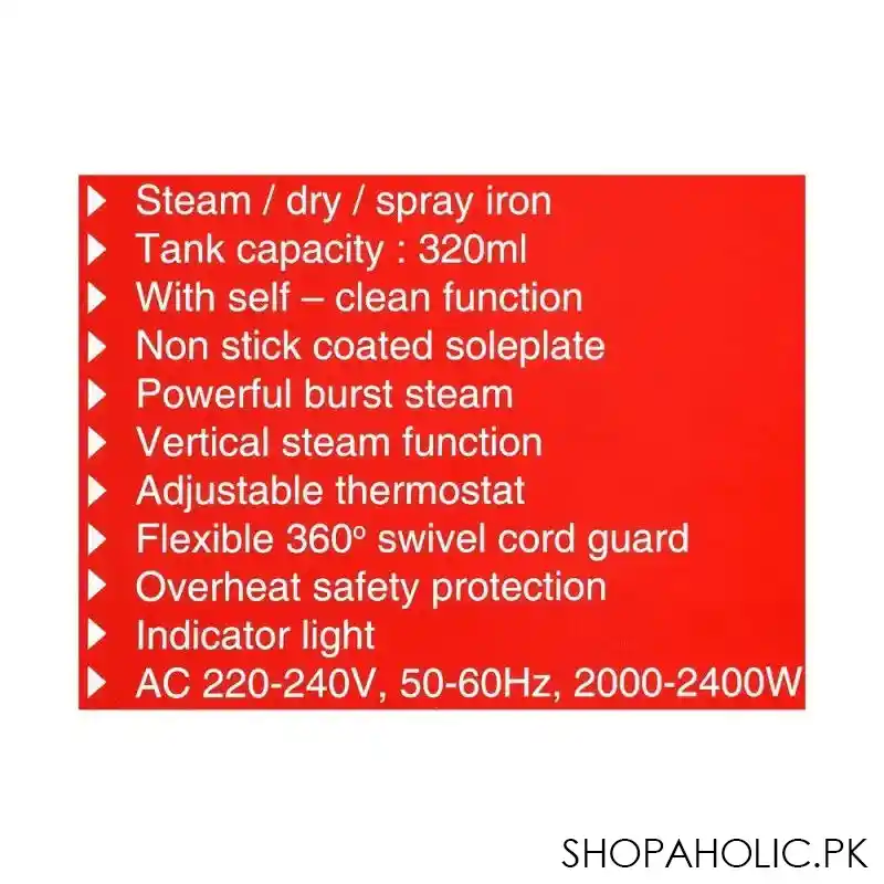 nikai steam iron, 2000 2400w, nsi 909ts image4