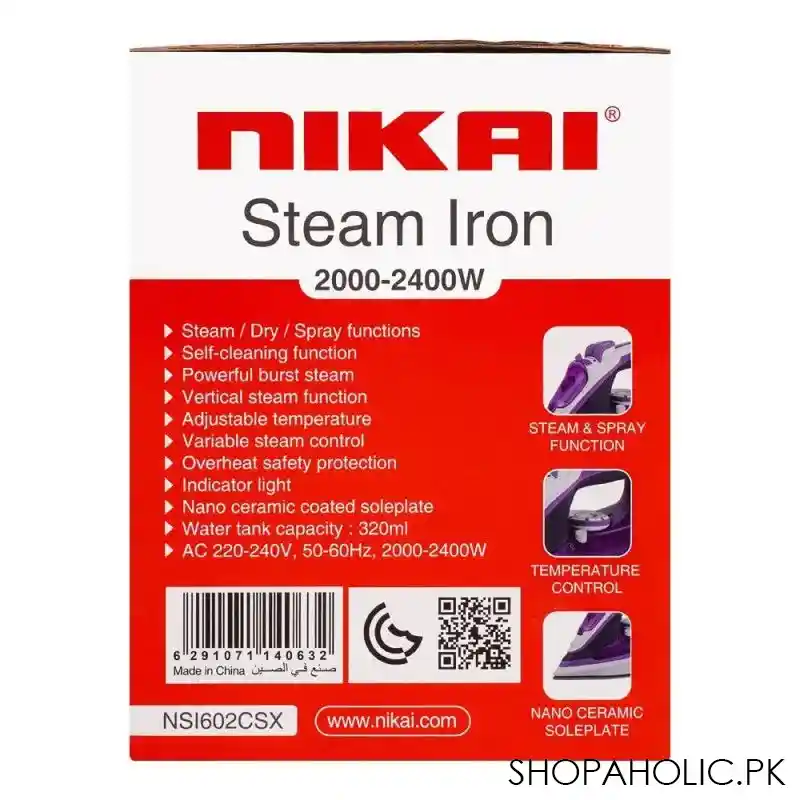 nikai steam iron, 2000w, nsi 602csx image3