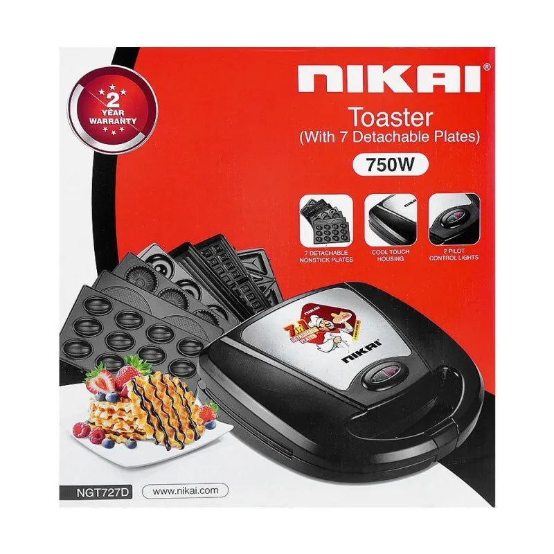 nikai toaster with 7 detachable plates, 750w, ngt 727d image2