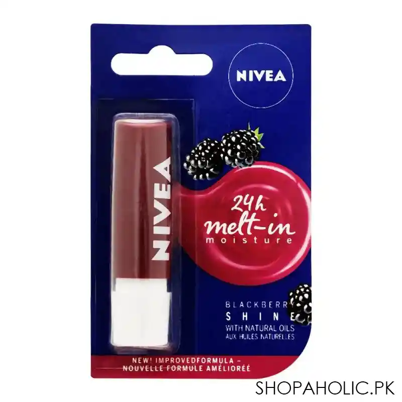 nivea 24h melt in moisture lip balm, blackberry shine main image