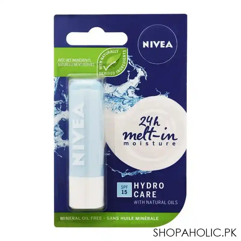 nivea 24h melt in moisture lip balm, spf 15, hydro care main image