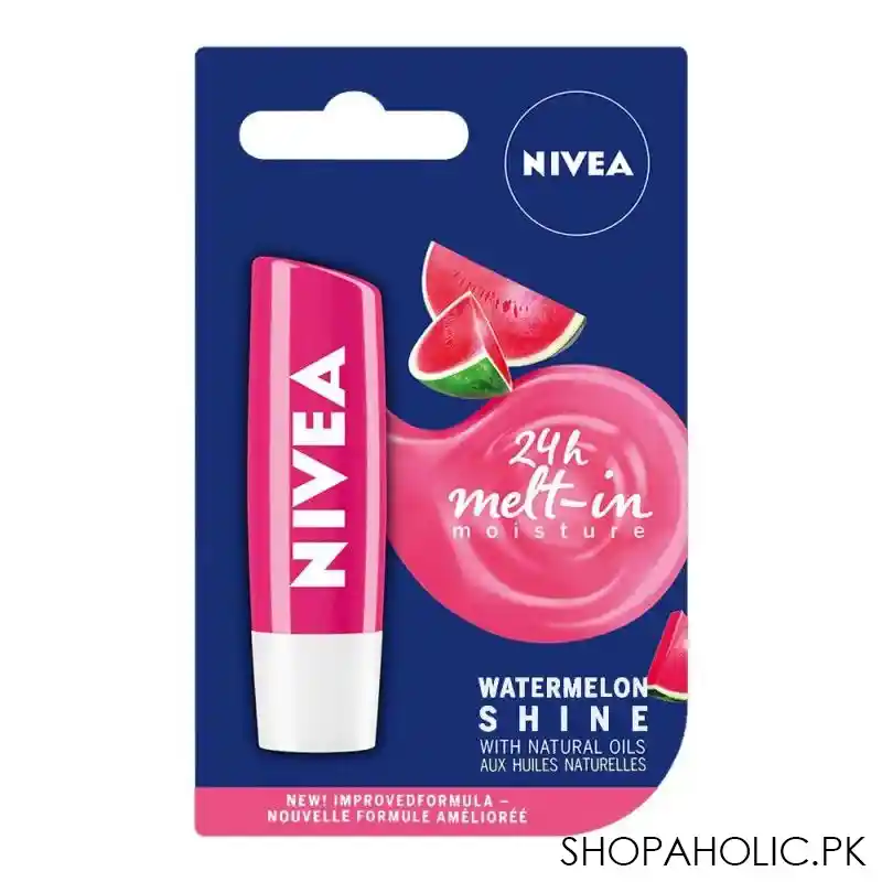 nivea 24h melt in moisture lip balm, watermelon shine main image