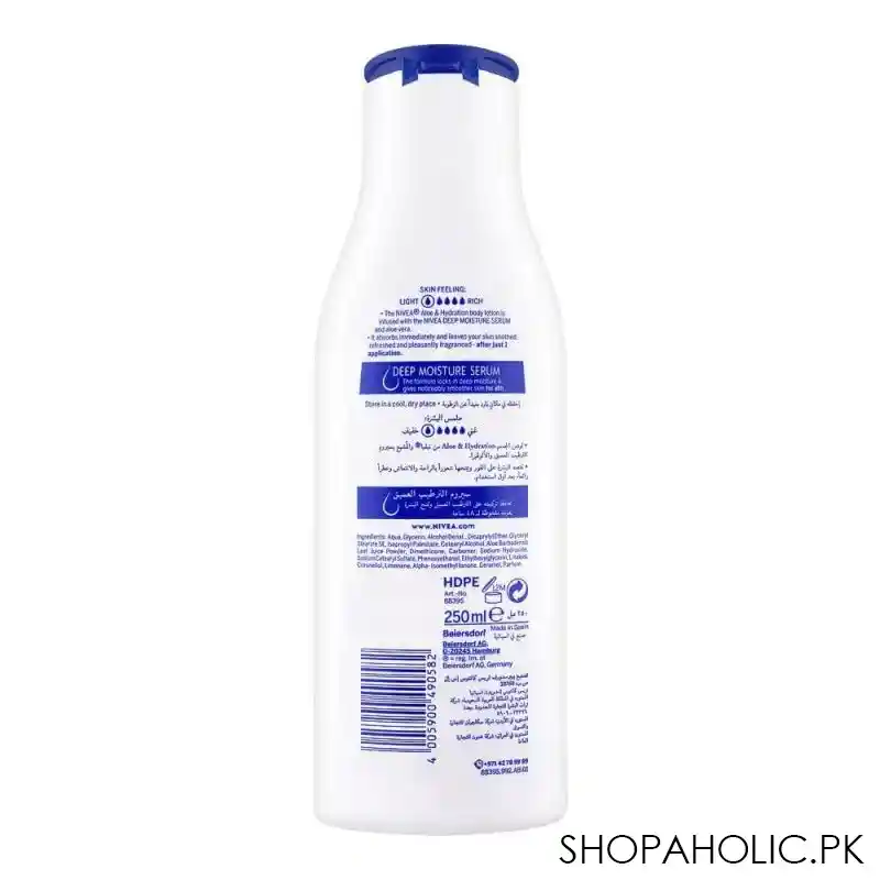 nivea 48h aloe & hydration body lotion, with deep moisture serum, normal to dry skin, 250ml image2